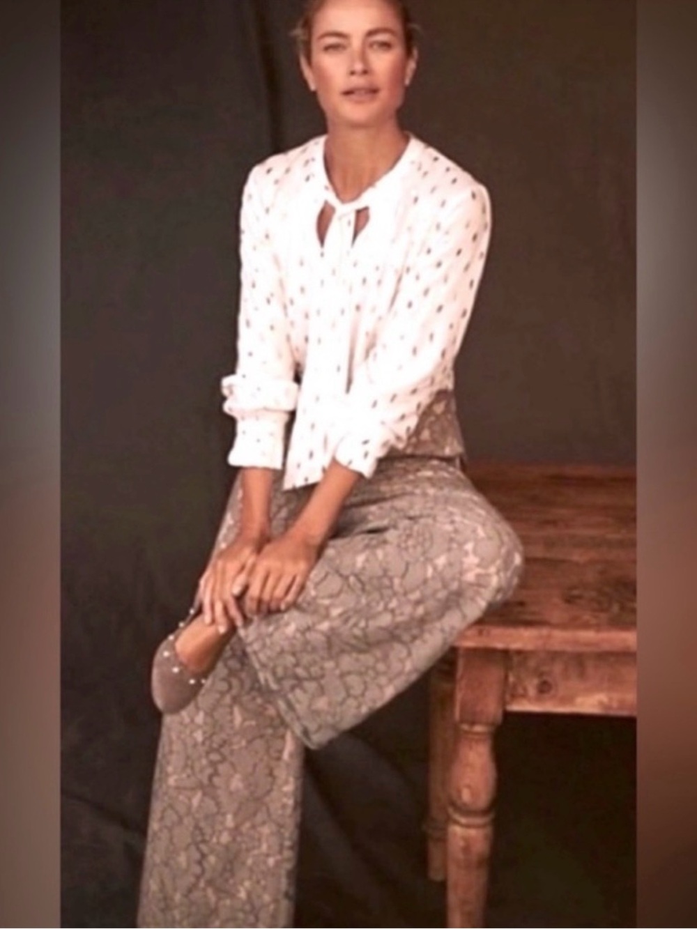 Anthropologie Icy Blue / Silver Super Wide Leg Lace Pants s M
